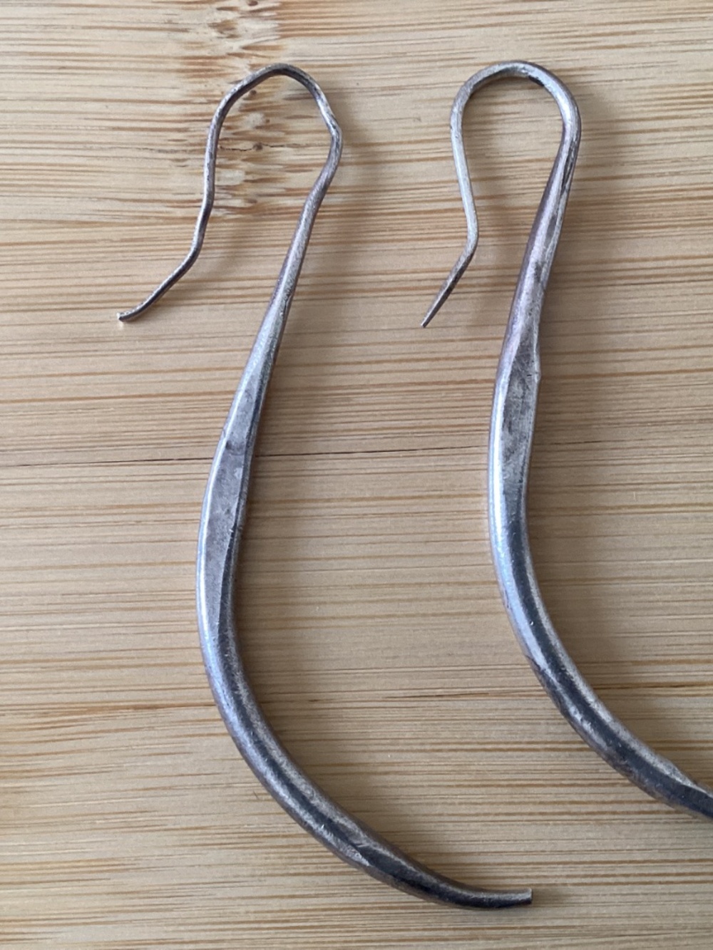 Vintage Thailand Made sterling silver tusk tribal boho earring festival bohemian